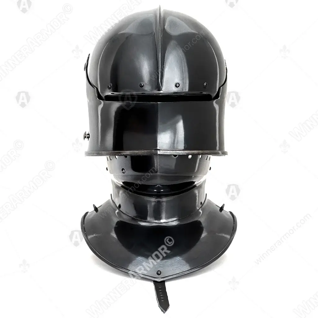 Sallet with bevor blackened