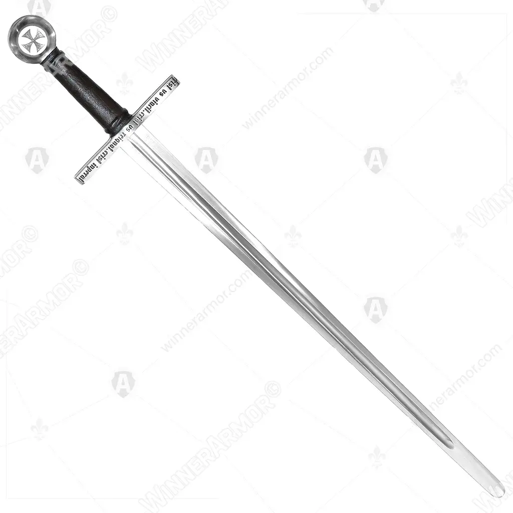 One-handed sword with etching on the handle