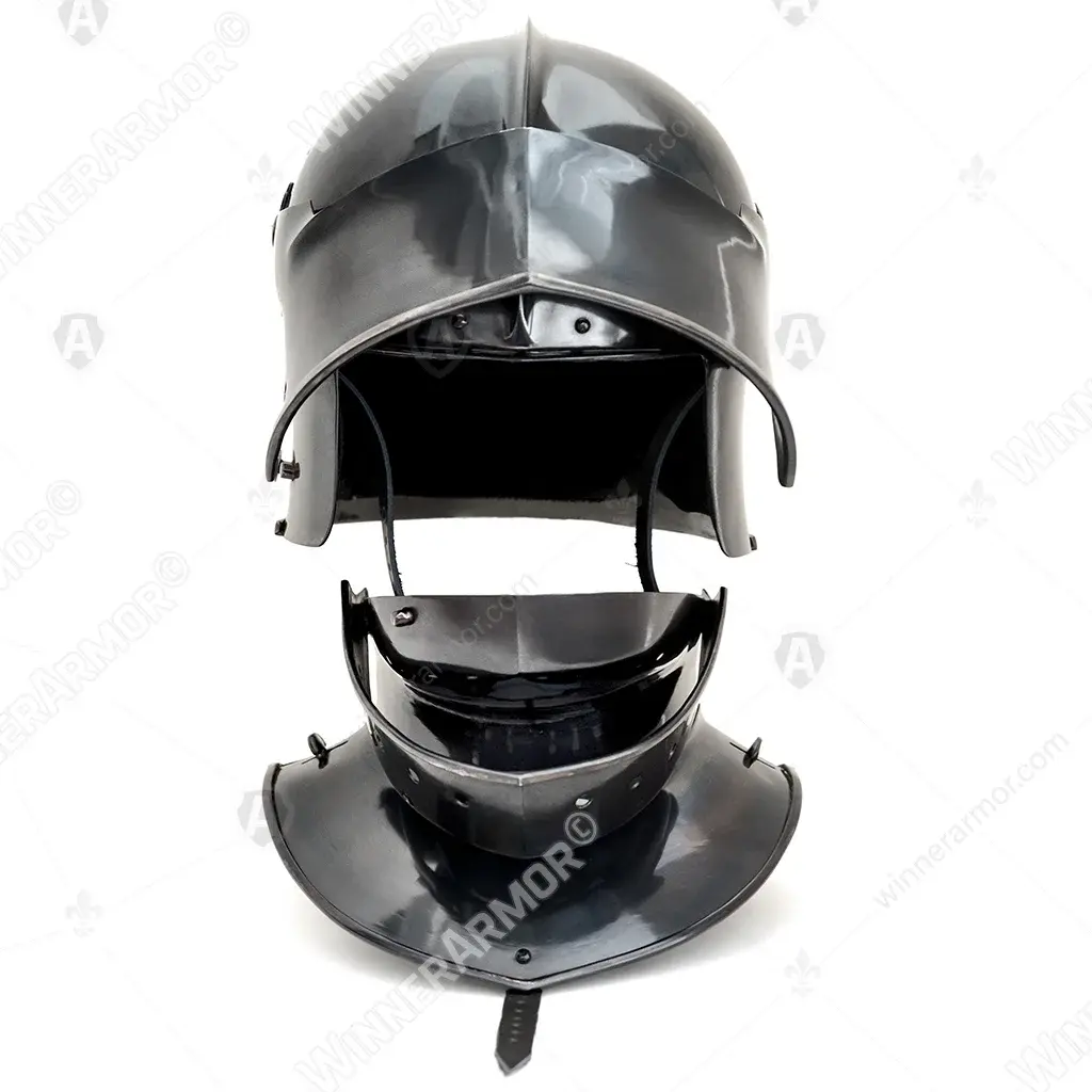 Sallet with bevor blackened