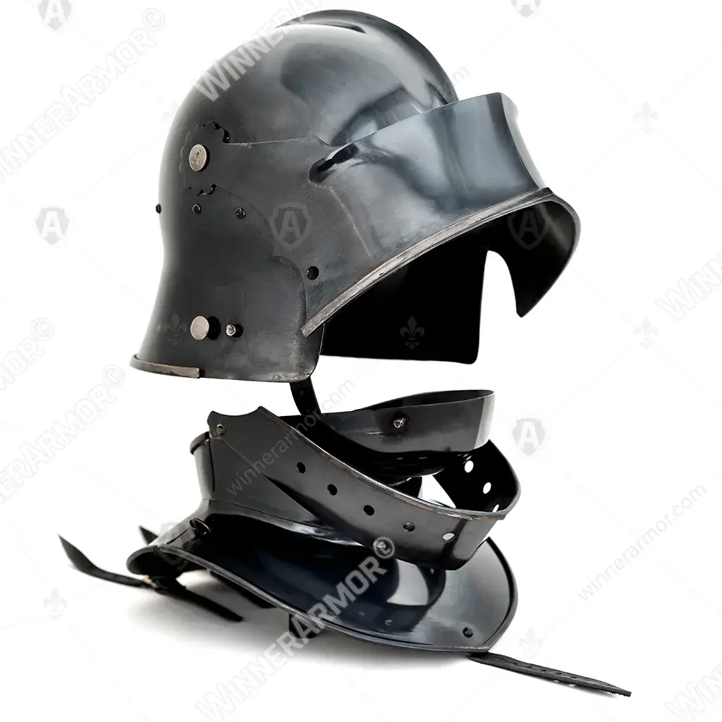 Sallet with bevor blackened