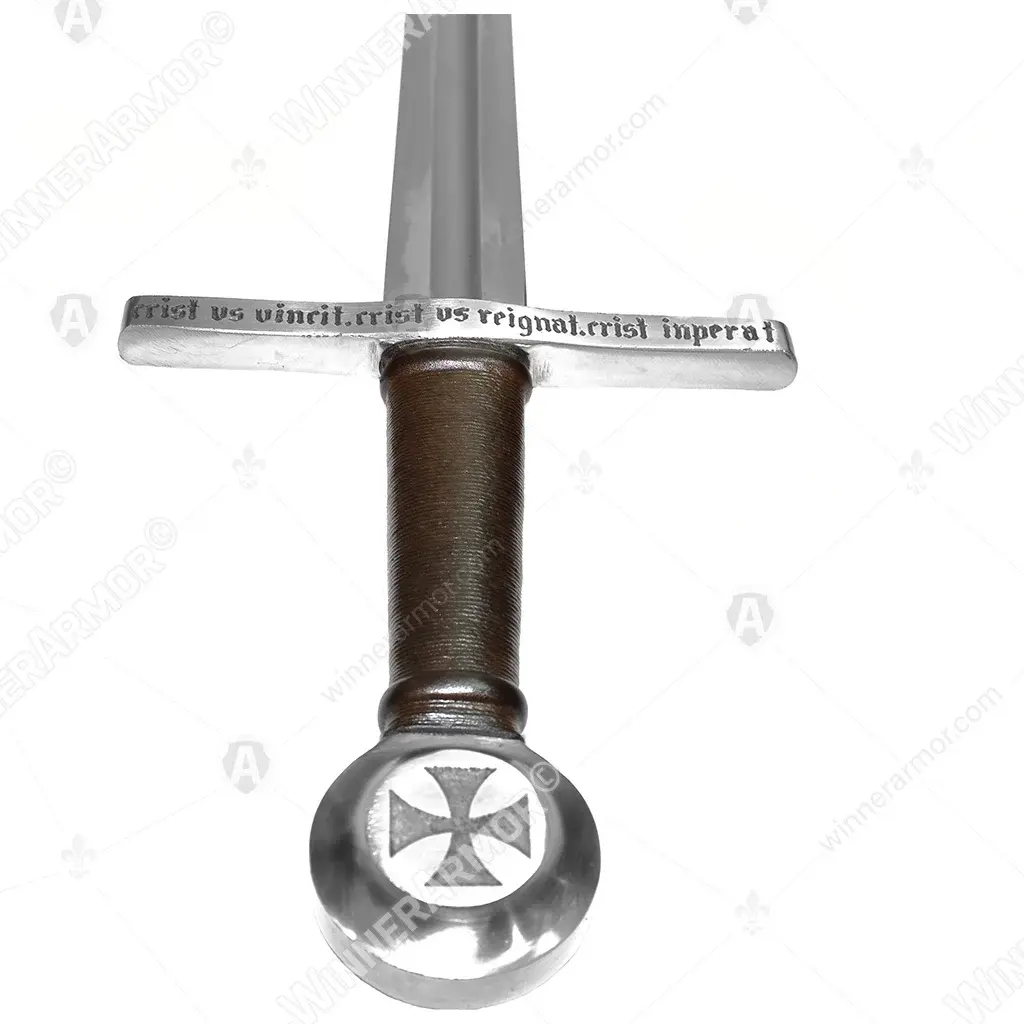One-handed sword with etching on the handle