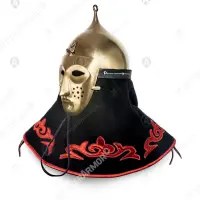 Eastern helmet with face mask, TiN gold finish