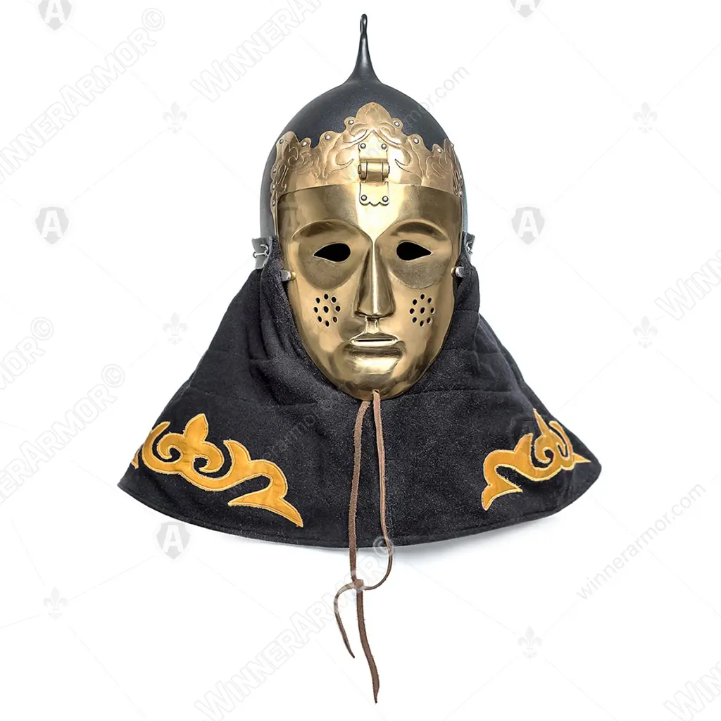 Eastern helmet with face mask, TiN gold finish